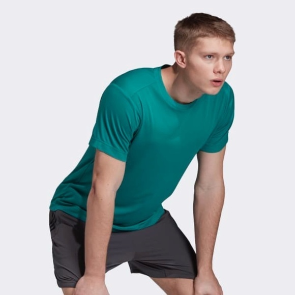 New Adidas Mens Freelift Climachill Tee Aqua Green - Picture 2 of 16